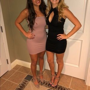 Black halter mini dress